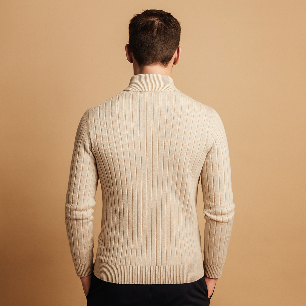 Heren sweater met half-zip en ribgebreide mouwen in lichtgrijs, comfortabele pasvorm en stijlvol design. Ideaal voor casual en smart-casual outfits.