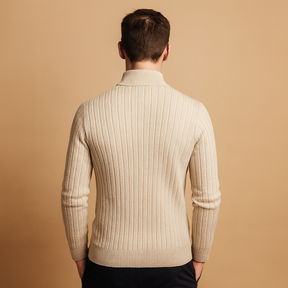 Heren sweater met half-zip en ribgebreide mouwen in lichtgrijs, comfortabele pasvorm en stijlvol design. Ideaal voor casual en smart-casual outfits.