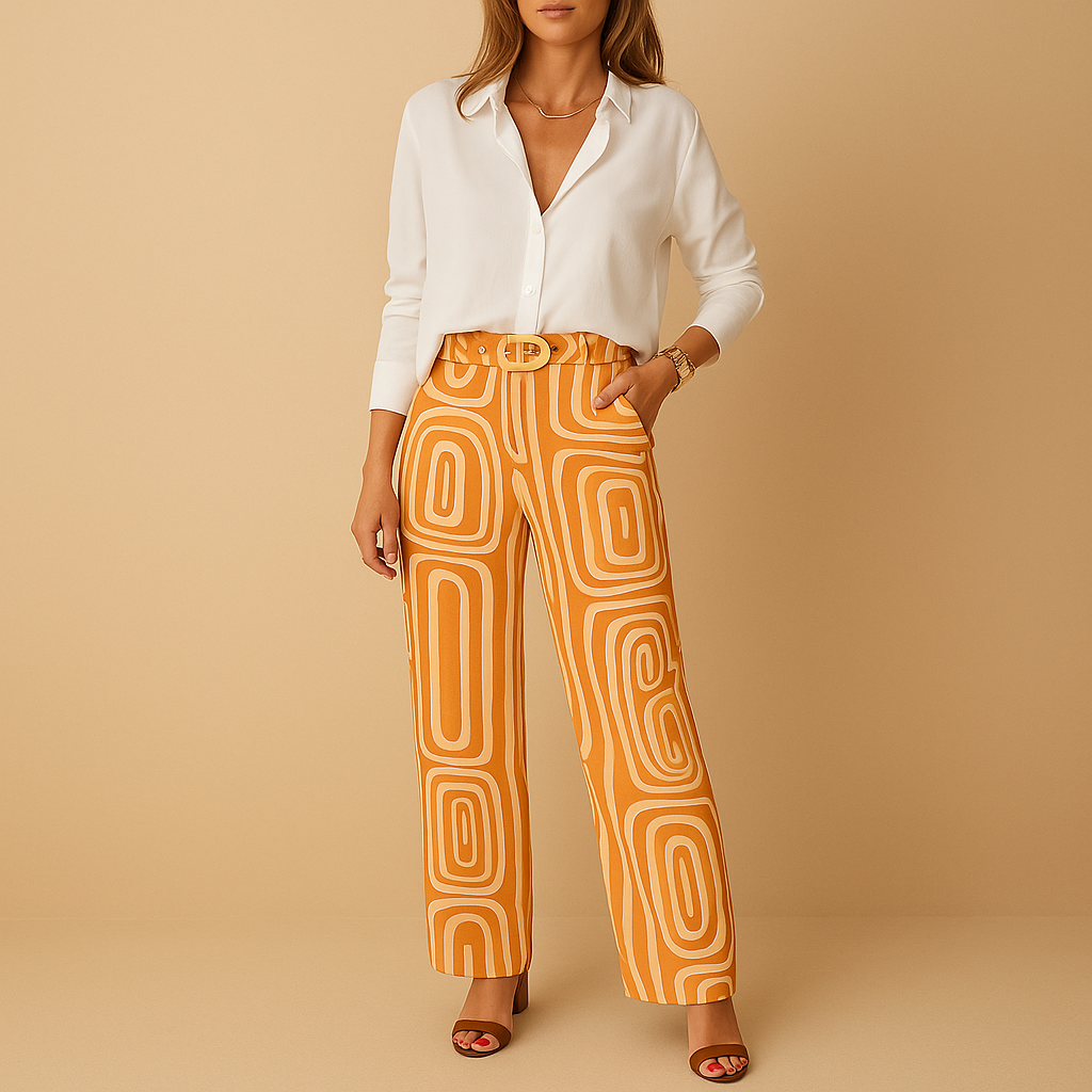 Dames set met lange mouwen blouse en broek in elegante stijl, ideaal voor dagelijks gebruik of formele gelegenheden