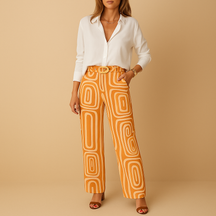 Dames set met lange mouwen blouse en broek in elegante stijl, ideaal voor dagelijks gebruik of formele gelegenheden