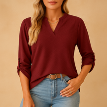 Damesblouse met V-hals en regular fit, verkrijgbaar in meerdere kleuren, ideaal voor dagelijks gebruik of zakelijke outfits