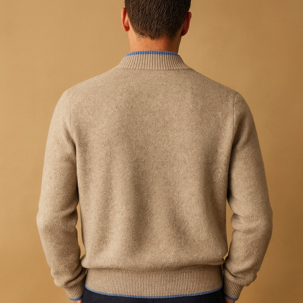 Heren vest met rits en gebreide kraag in khaki, comfortabele pasvorm en stijlvol design. Perfect voor dagelijks gebruik en casual outfits.