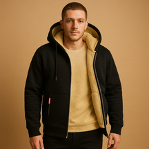 Warme hoodie met rits en capuchon voor heren, losse pasvorm en modern design, ideaal voor dagelijks gebruik en outdooractiviteiten.