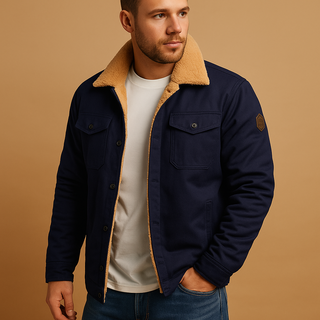 Heren bomberjack met geribde boorden en isolerende voering, perfect voor winterse dagen en casual outfits.