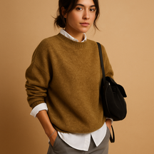 Wollen damestrui met verfijnde snit en zachte structuur, geschikt voor casual en formele outfits in zwart, beige of taupe