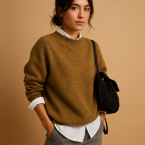 Wollen damestrui met verfijnde snit en zachte structuur, geschikt voor casual en formele outfits in zwart, beige of taupe