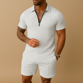 Heren zomerset bestaande uit polo shirt en korte broek in diverse kleuren, perfect voor strand, vakantie en warme dagen.