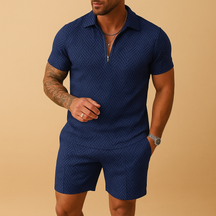 Heren zomerset bestaande uit polo shirt en korte broek in diverse kleuren, perfect voor strand, vakantie en warme dagen.
